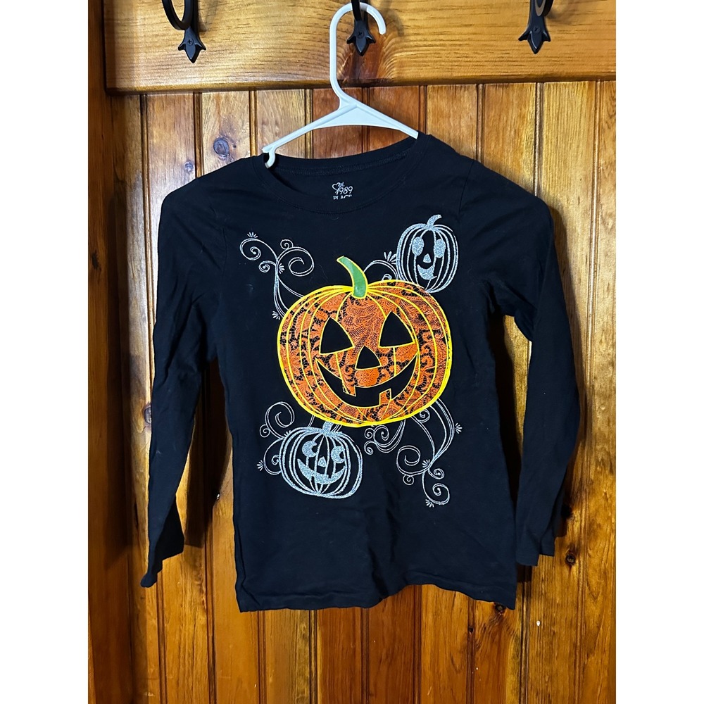 The Children's Place Halloween Long Sleeve‎ Pumpkin Graphic Shirt Kids M 7/8